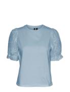 Vero Moda Vmsenna Ss Emb Sleeve Top Jrs Blå