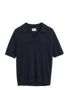 GANT Linen Blend Ss Polo Marinblå