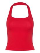 Weekday Square Neck Halter Top Röd