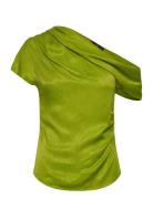 Mango Satin Blouse With Asymmetrical Neck Grön