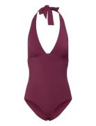 Etam Sculpt - 1 Piece Unwired Swimsuit Burgundy