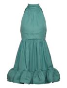 Malina Fern Halterneck Ruffled Mini Dress Grön