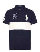 Polo Ralph Lauren Custom Slim Fit Big Pony Mesh Polo Shirt Marinblå