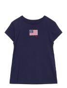 Ralph Lauren Kids Flag-Appliqué Cotton Jersey Tee Marinblå