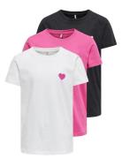 Kids Only Kogjessie 3-Pack S/S Top Jrs Vit