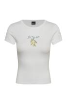 Gina Tricot Printed Tight Top Vit