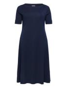 Lauren Women Rib-Knit Stretch Cotton Midi Dress Marinblå