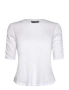 Lauren Ralph Lauren Slub Cotton Jersey Elbow-Sleeve Tee Vit