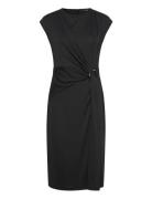 Lauren Ralph Lauren Ring-Trim Jersey Cap-Sleeve Dress Svart