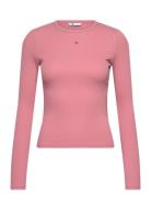 Tommy Jeans Tjw Slim Essential Rib Ls Rosa