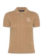Lauren Ralph Lauren Cable-Knit Cotton Polo Sweater Beige