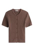 Tommy Hilfiger Co Cable Fine Gg S/S C-Nk Cardi Brun