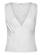 Weekday Sleeveless V-Neck Cotton Poplin Top Vit