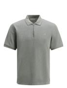 Jack & J S Jjeaustin Zip Polo Ss Noos Grå