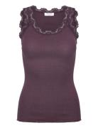 Rosemunde Rwbabette Silk Sl U-Neck Long Lace Burgundy