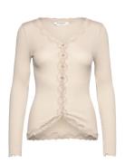 Rosemunde Rwbabette Silk Ls V-Neck Lace Cardi Kräm