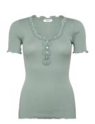 Rosemunde Rwbeatha Ss Regular W Button T-Shir Grön