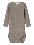 Name It Nbfwang Wool Needle Ls Body Solid Noos Grå