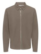 ONLY & SONS Onsnewkodyl Reg Zip Sweat Vd Beige