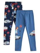 Lindex Leggings 2 Pack Trucks Blå