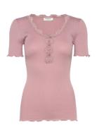 Rosemunde Rwbeatha Ss Regular W Button T-Shir Rosa