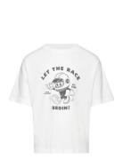 Mango Short-Sleeved Printed T-Shirt Vit