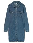 Vero Moda Vmjennie Ls Short Denim Dress Ga Noos Blå
