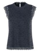 Pieces Pcolline Sl Lace Top Wvn Noos Svart