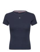 Tommy Jeans Tjw Slim Essential Rib Ss Marinblå