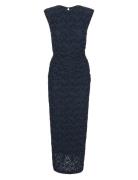 ROTATE Birger Christensen Lace Long Midi Dress Marinblå