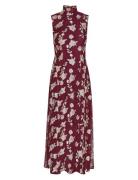ROTATE Birger Christensen Mesh Asymmetric Dress Röd