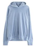 Lindex Sweatshirt Hood Velour Blå