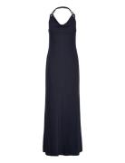 Lauren Ralph Lauren Jersey Cowlneck Halter Gown Svart