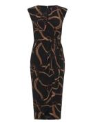 Lauren Ralph Lauren Belting-Print Jersey Tie-Front Dress Svart