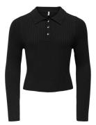 Kids Only Kogmila Ls Rib Button Polo Neck Cp Knt Svart