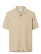 Selected Slhrelax-Sal Shirt Ss Resort Beige