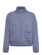 Selected Slfsia Ras Ls Knit Zipper Cardigan Noos Blå