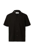 Selected Slhrelaxsun Shirt Ss Resort Svart