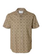 Selected Slhrelaxnew-Linen Shirt Ss Resort Multi/patterned