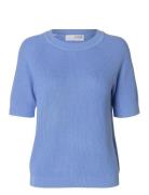 Selected Slfelinna New Ss Knit Top Noos Blå