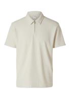 Selected Slhrelax-Plisse Half Zip Ss Polo Ex Kräm