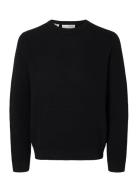 Selected Slhross Ls Knit Structure Crew Neck Noos Svart