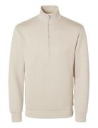 Selected Slhemanuel Soft Zip High Neck Sweat Noos Kräm
