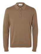 Selected Slhberg Ls Half Zip Polo Noos Beige