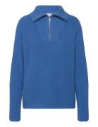 Selected Slfbloomie Ls Knit Half Zip Noos Blå
