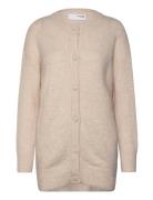 Selected Slfsia Ras Ls Knit Long Cardigan Beige