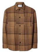 Selected Slhboxy-Houndstooth Big Check Overshirt Brun