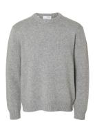 Selected Slhcody Ls Knit Relaxed Crew Neck Noos Grå