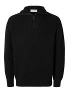 Selected Slhdry Ls Knit Relaxed Half Zip Svart