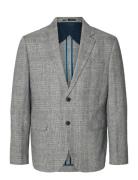 Selected Slhreg-Kane Linen Check Blz Grå